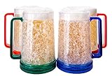 Freezer Beer Mugs With Gel, Beer Mugs For Freezer, Freezer Mugs For Beer, Double Wall Gel Freezer Mugs, Beer Mugs With Handle, Plastic Beer Mug, Gel Mug, Mug Freezer, Set Of Freezer Mugs, 4 pc Colored