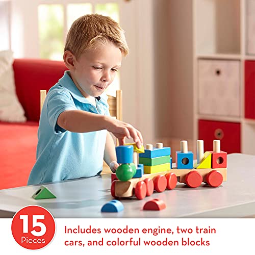 Melissa & Doug Stacking Train - Classic Wooden Toddler Toy (18 Pcs) - Wooden Train Set, Wooden Sorting & Stacking Toys For Toddlers Ages 2+ #TOP1