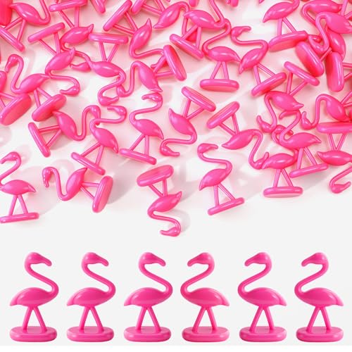 NCPLYGOU 100 Pack Mini Pink Flamingo Figurines 1.5 Small Plastic Flamingos for Tropical Decorations Table Decor Craft Projects and Cake Toppers
