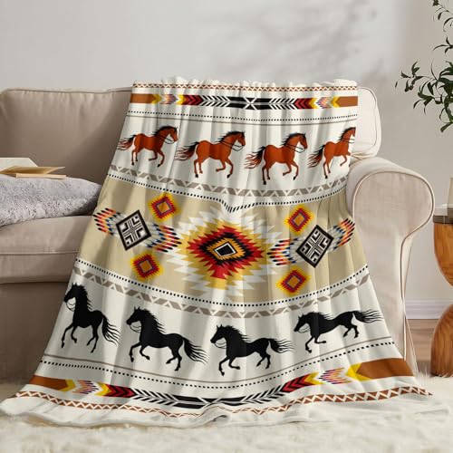 Western Throw Blanket, Cowboy Soft Cozy and Warm Couch Blankets Gift for Western Lover, Decorative Blankets for Sofa Couch Bed, Beige Brown 50×60 inches - Image 5