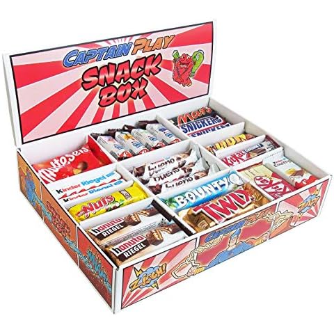 CAPTAIN PLAY | Snack Box mit 80 Schokoriegeln in 14 verschiedenen Sorten | 2,4 kg Süßigkeiten Box Cover