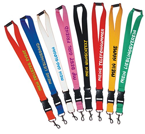Geschenkartikel Schlüsselband 25 mm mit Verschluss bedruckt mit Ihrem Schriftzug/auch für Kids (schwarz)