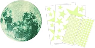 Hohopeti 435 peças de adesivos de colar lua escura brilhante teto em estrelas decalque adesivo brilhante decoração de parede para estrelas brilhantes fluorescentes e planeta as decorações de crianças estreladas quarto de bebê noite luminosa