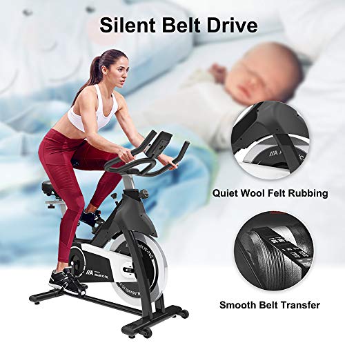Ativafit Exercise Bike Stationary Indoor Cycling Bike 35 lbs Flywheel Belt Drive Workout Bicycle Training LCD Monitor / Ipad Mount / Adjustable Handlebar for Home Cardio Workout