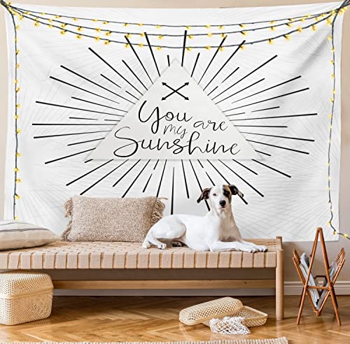 Ambesonne Saying Tapestry, Minimalist Monochromatic Tribal Boho Style Rays Lines And Interlace Arrows, Wide Wall Hanging For Bedroom Living Room Dorm, 60" X 40", Charcoal Grey White #TOP7