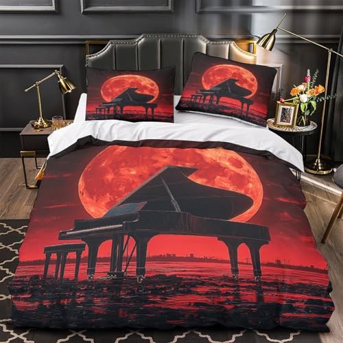 Housse de couette RedMoonPiano en microfibre premium lit Super King chic - 2