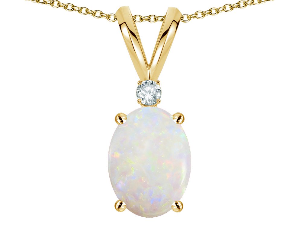 Star KSolid 14k Gold Classic Simple Oval 7x5mm Rabbit Ears Pendant Necklace