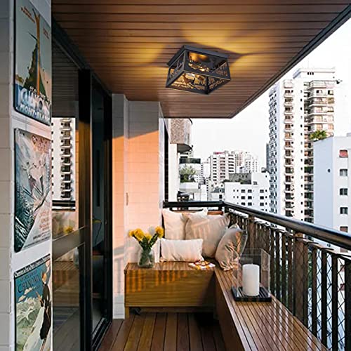 Farmhouse Lighting Flush Mount Ceiling Light Fixture,12.6Inch 2-Light Rustic Deer Ceiling Light Fixtures For Hallway Outdoor Porch Entryway Foyer Bedroom Kitchen Lighting (Bulb ​Not Included) #TOP3