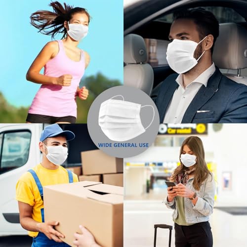 Image of 100Pcs White Disposable Face Mask,3 Ply Masks with Soft Ear loops
