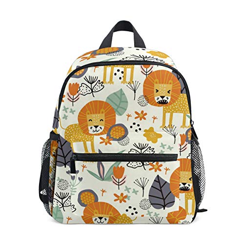 Mochila para niños Bolso de Preescolar para pequeños  león y Plantas Tropicales