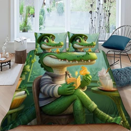 Housse de couette crocodile 260x220 en microfibre douce pour éviter les draps rêches