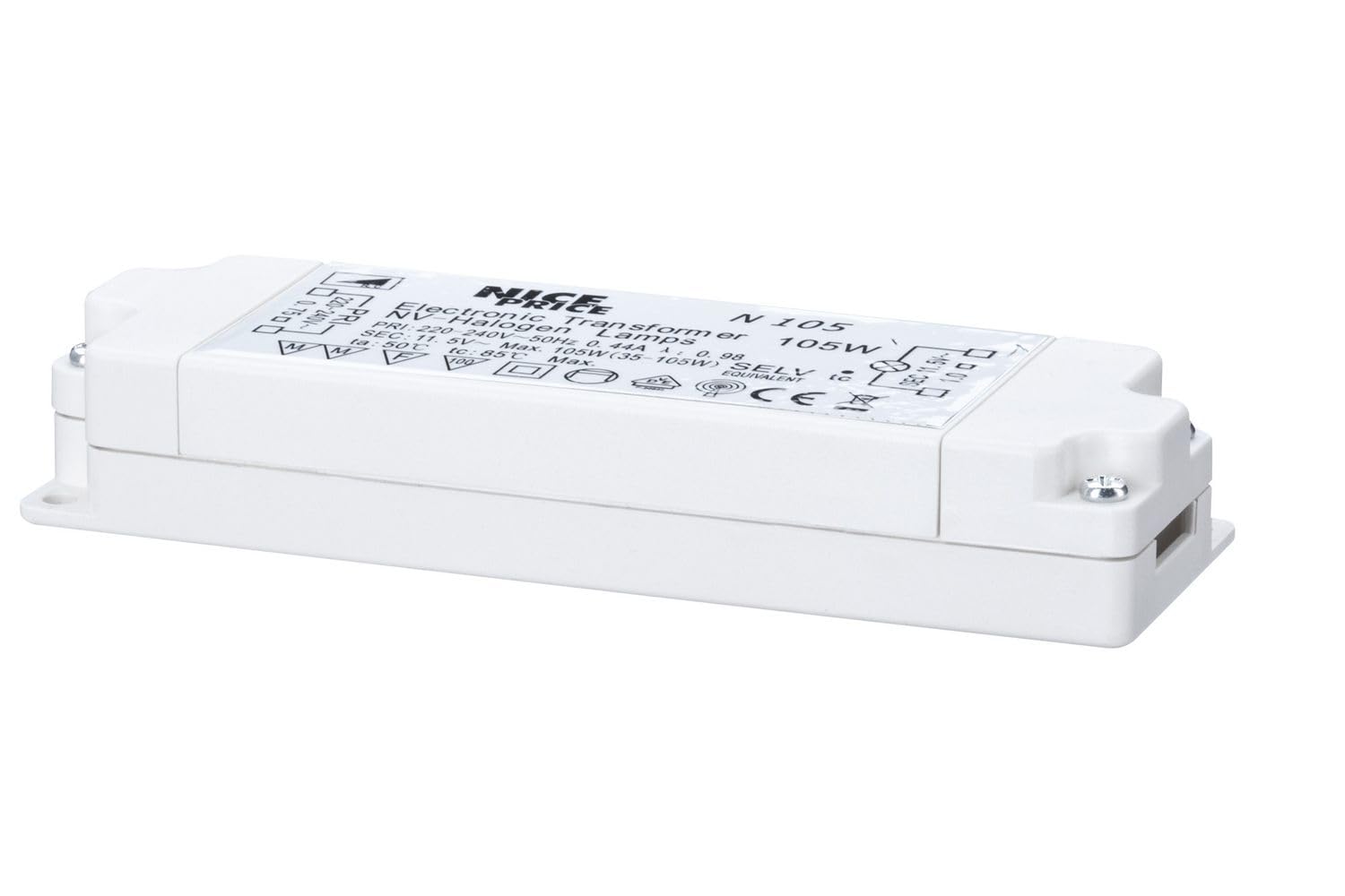 Nice Price Transformateur électronique VDE 35-105W230/12V 105VA Blanc