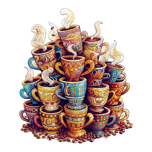 SECOGM Wooden Puzzles for Adults - Coffee Dream Wood Puzzles Adult - Unique Animal Shape Wooden Jigsaw Puzzles for Adults - Birthday Gifts for Puzzle Lovers, Family (8.5 * 7.1in - 100 Pieces)