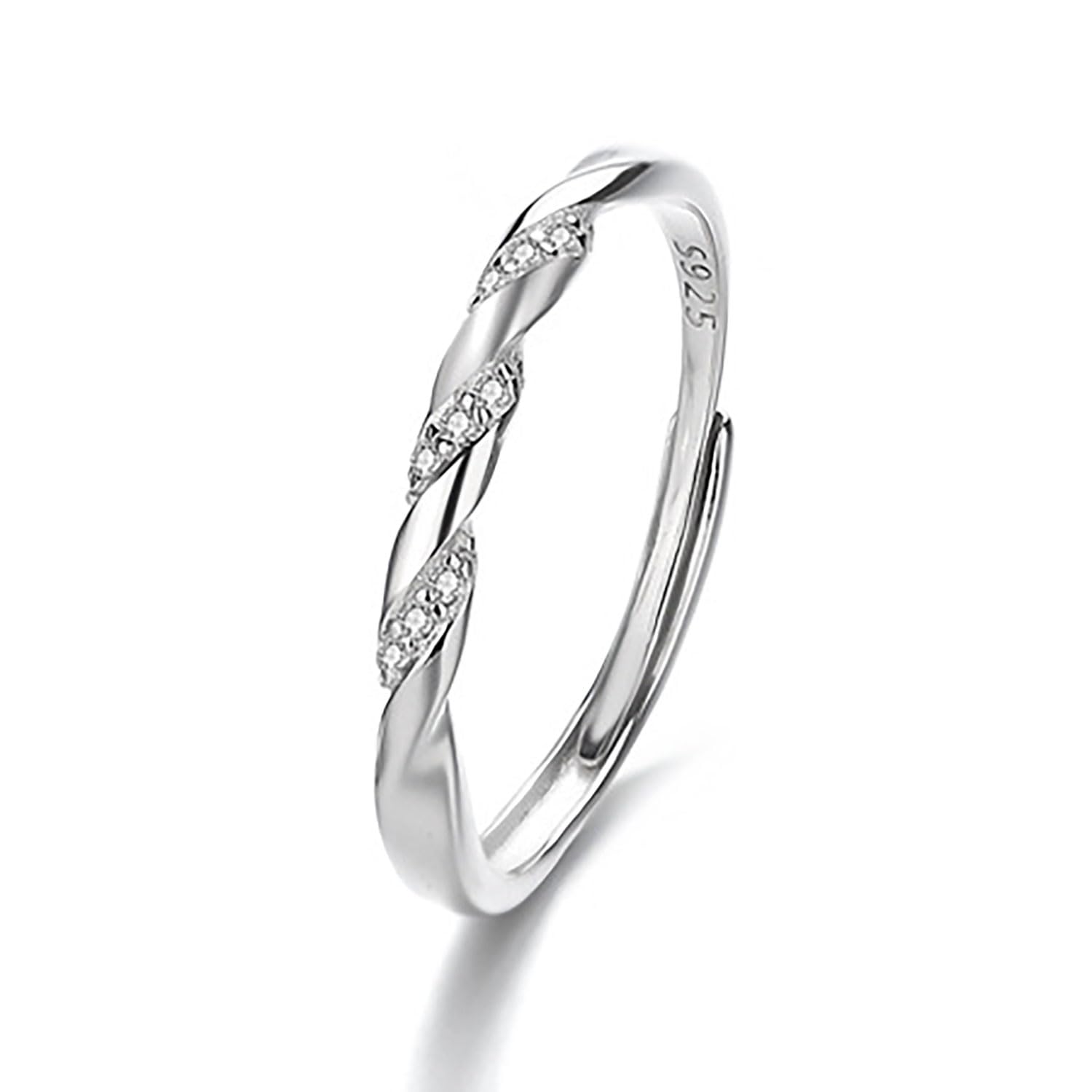 Hadskiss 18K White Gold Plated Engagement Ring for Women, 925 Sterling Silver Wedding Rings for her Women's Engagement Promise Wedding band