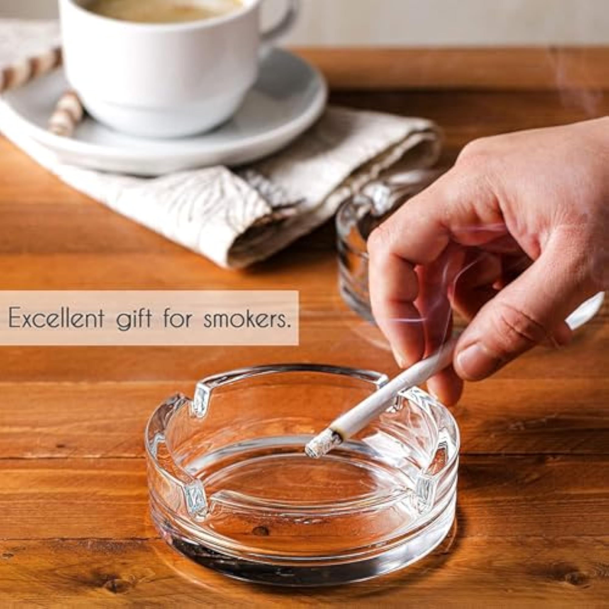 Round Glass Ashtray, Heavy Duty Cigarette Tray