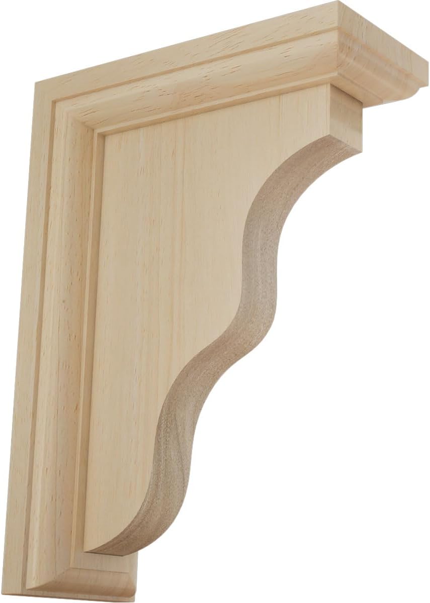 Ekena Millwork BKT02X05X07HARW Hamilton Traditional Wood Brackets, 2 1/4"W x 5"D x 7"H , Rubberwood
