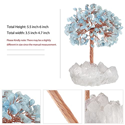 Nupuyai Aquamarine Crystal Money Tree with Rock Crystal Cluster Base - Image 2