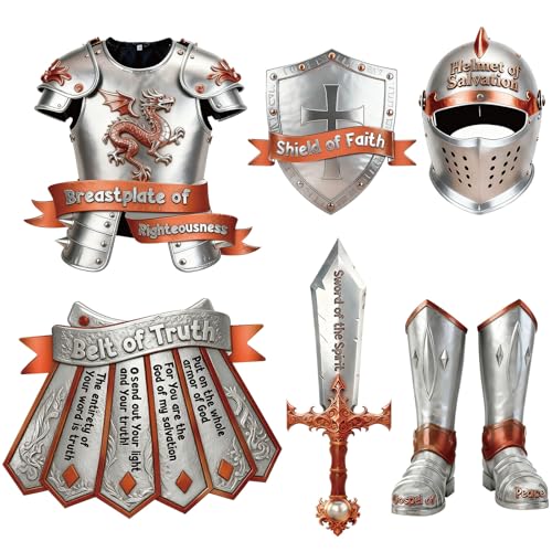 Pajean 12 Set Armor of God Costume Craft Kit Medieval Knight Cutout for Kid Christian Bible Classroom Decor Knight Armor Craft for Children Sunday School Religious Classroom Activity Party Supplies