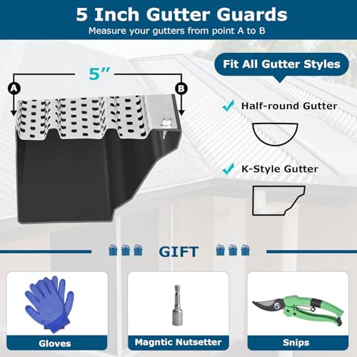 Seeutek Gutter Guards 5 Inch, 32pcs 40" Leaf Filter Gutter Protection Mill Finish Aluminum Gutter Cover System, Easy DIY Leaf Guard for Gutters fits Any Roof Gutter Type Total Length 108FT by Seeutek - Image 4