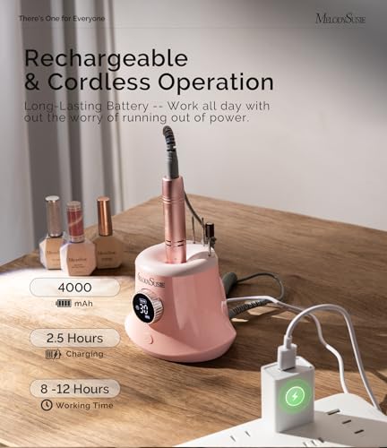 Image of MelodySusie Multifunctional Nail Drill SC320G with Bit & Handpiece Storage | 30000RPM,4000mAh Battery,8-12h Runtime,30 Speed Levels,LED Display,Nail Shaping,Gel Removal