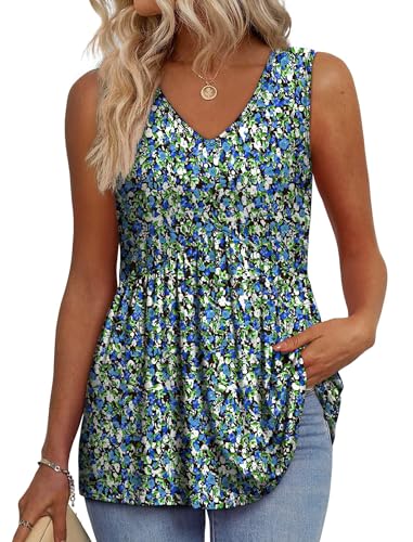 Image of OFEEFAN Womens Tank Tops 2025 Flowy Peplum Tops for Women Dressy Sleeveless V Neck Babydoll Tank Tops