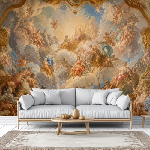 Peel and Stick Wallpaper Removable Mural for Bedroom Classic Ceiling Fresco Textured Vinyl Wallpaper Renter Friendly Adhesive Wall Stickers & Murals
