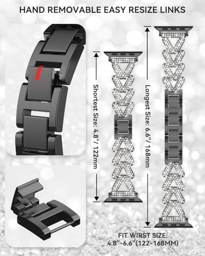Image of Rhinestones Encrusted Metal Bracelet and Case, Compatible with Apple Watch Bands 38mm-49mm (Series 11 /10 /1 /SE /Ultra 2)- Bling Gold Women's Jewelry Strap, Luxury iWatch Bracelet