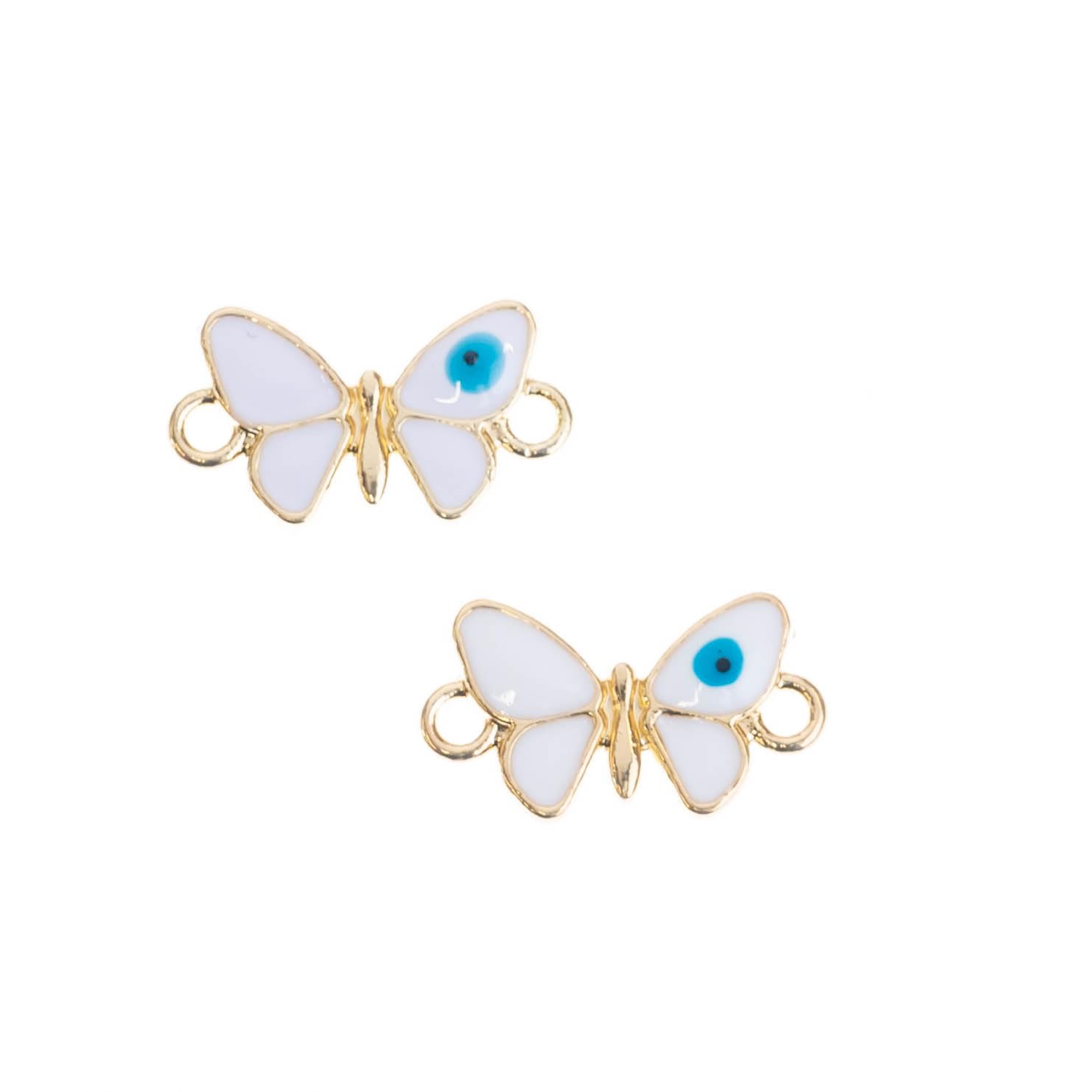 SATRA TRADERS Butterfly Evil Eye Connector Enamel Charms | Size : 18mm | 6pcs | CHE130