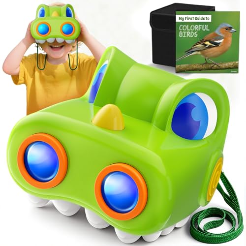 Dinosaurios Prismaticos Niños con Guía de Aves, Dinosaurios Regalo Niño 3 4 5 6 9 Años, Binoculares Juguetes Niños 3 12 Años Juegos Educativos Jardín Exterior Niño 3 10 Años Regalos Cumpleaños Navidad