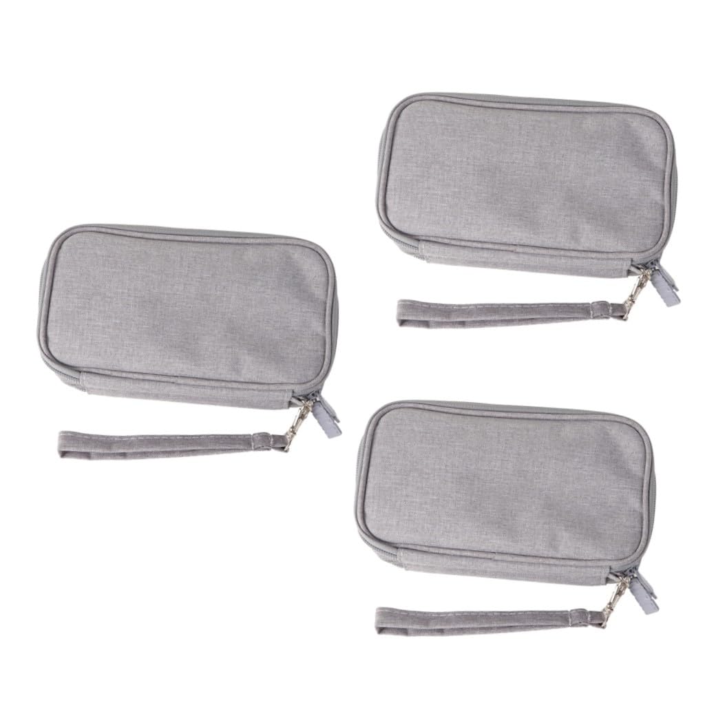 Gadpiparty 3piezas Bolsa Organizadora De Cables para Cargador De Datos Estuche De Viaje Doble Capa y Antichoque Accesorio Electrónico Compacto Gris