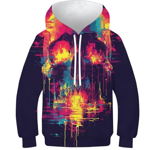 Sweat à capuche tête de mort pour ado de 8-10 ans - Hoodie d'hiver