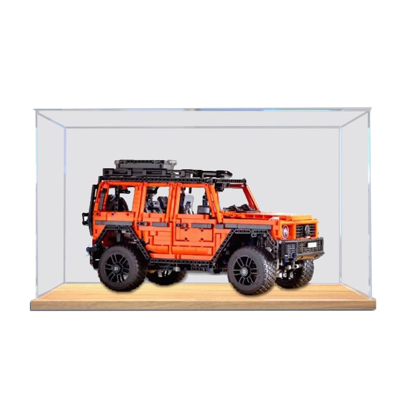 HCAEIOFJ Clear Acrylic Display Case for Lego Technic 42177 Applicable for Mercedes-Benz G 500 PROFESSIONAL Line Designed Display Box Gift(Display Case Only,) (Wood Bottom Box)