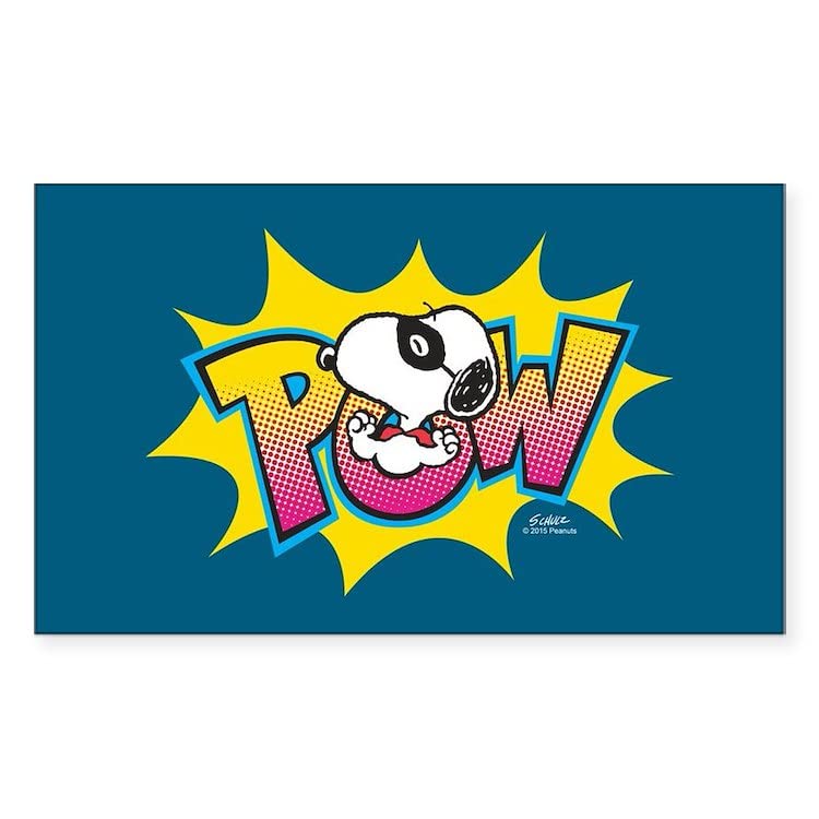 CafePress Peanuts Snoopy Pow Rectangle Bumper Sticker Car Decal