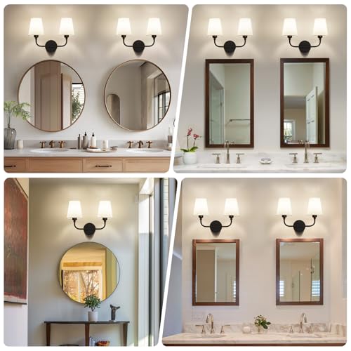 Image of Bathroom Vanity Light, Matte Black Bathroom Lighting Fixtures Over Mirror