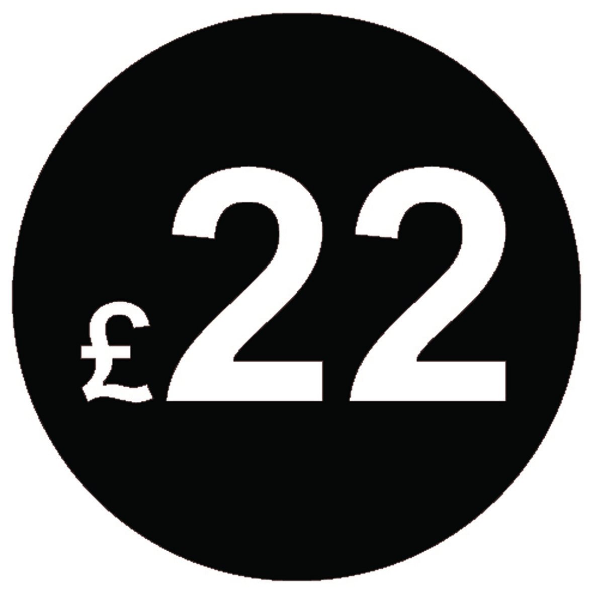 £ Black Price Stickers - 20mm, £22, 5000 — image 1