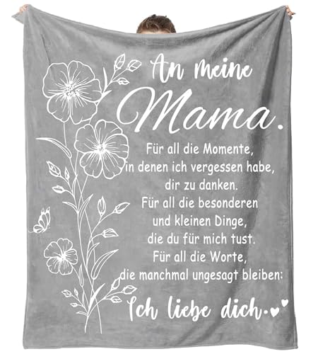 EIMOPE Muttertagsgeschenk Geschenke für Mama 150x130cm - Personalisierte Decke An Meine Mama Mutter Super Weiche Schlafdecke für Mutter Oma zum Thanksgiving Geburtstagsgeschenk