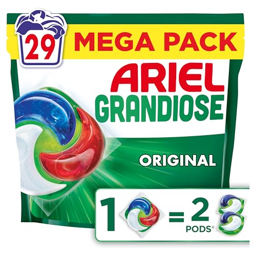 Ariel Pods Grandiose Original, Lessive en Capsules, 29 Lavages, 2X Action Détachante et Anti-Odeur Sur Les Tâches Tenaces, Dissolution Rapide Même à Froid, Fabriqué...