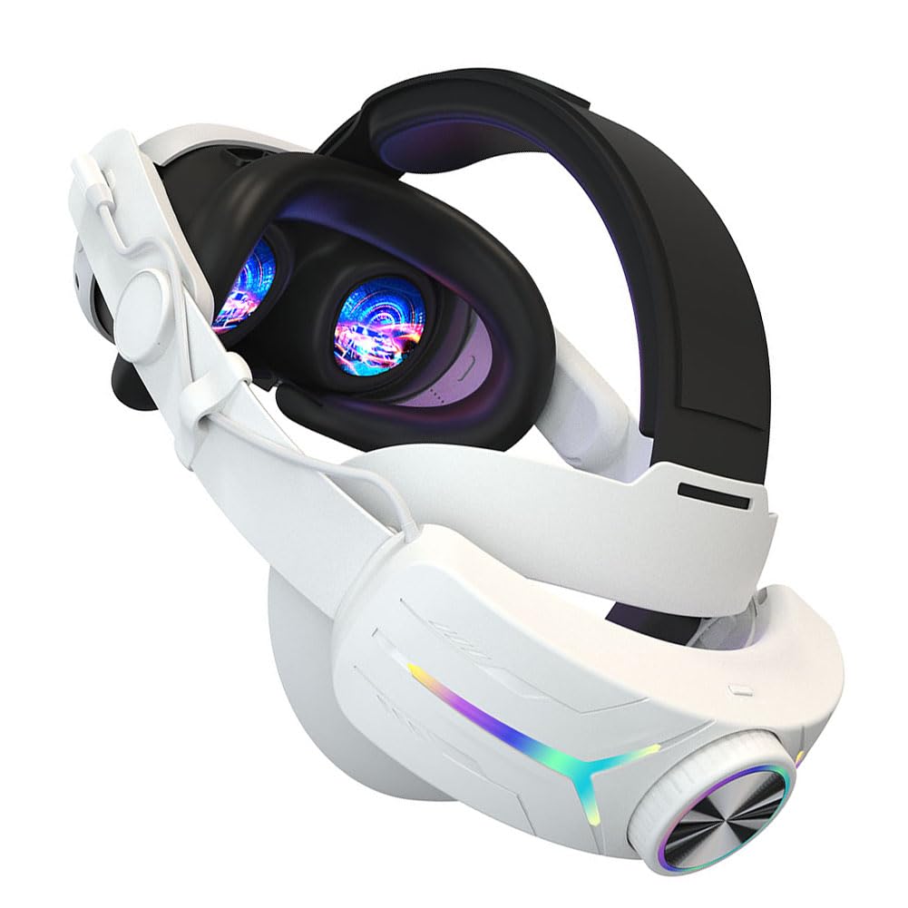 Head Strap Battery Pack for Meta Quest 3, Replacement Elite Strap 8000mAh Enhanced Comfort and Extended Gaming Time with RGB Light for Quest 3 VR Headset