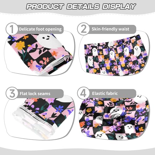 Girls' Athletic Leggings Ankle Length Yoga Dance Pants Kids Teen 4T Checkered Ghostly Floral3