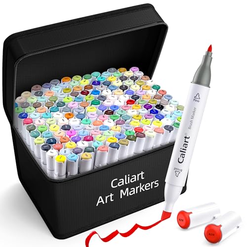 Image of Caliart 180 Colors Alcohol Markers Fine & Chisel Dual Tip Art Markers Set