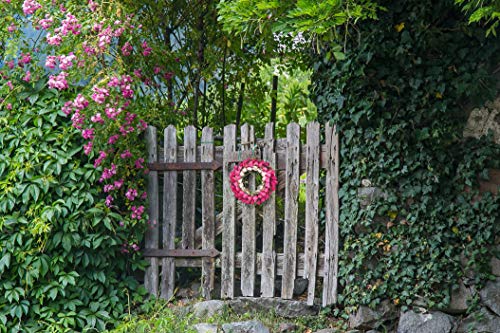 H&W Tulip Wreaths For Front Door Décor, 15'' Springtime Silk Flower Wreath For Window Wall Party Wedding Valentines Day Hanging Decorations, Pink Garland （Mc12-D2 #TOP4