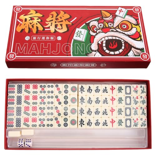 Jeu de Mahjong chinois portable avec accessoires complets de jeu de table intérieur