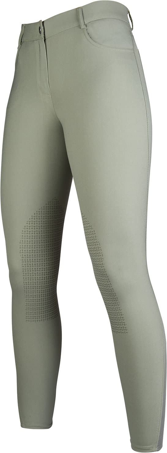 HKM Sunshine Rodillera Silicona Pantalones de Montar para Mujer Gris/Verde 42