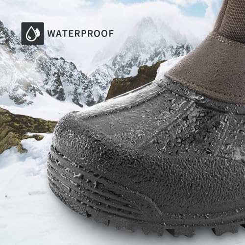 mysoft Men's Winter Snow Boots Mid Calf Waterproof Insulated Fur Lined Warm Anti-Slip Zip Boot2