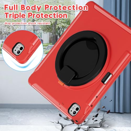 Funda para iPad Pro 13 M5 2025抗震壳带360度旋转支架与屏幕保护红 2