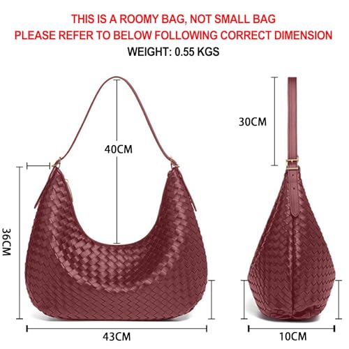 Image of Shoulder Handbags Shoulder Bag for Women Totes Woven Vegan Leather Bag Hand Bag Working Lightweight Bags With Zipper