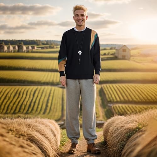 Men's Crewneck Sweatshirts Patchwork Contrast Color Long Sleeve Casual Lightweight Pullover Shirt Hip-Hop Sweater2