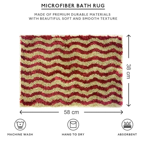 Image of Luxe Home Berlin Bath Mat Super Soft Microfiber 2200 GSM Bathroom Mats Water Soak Anti-Skid Door Mats for Home Combo, Bedroom, Floor Mat 38x58 cm (Cherry) Pack of 2