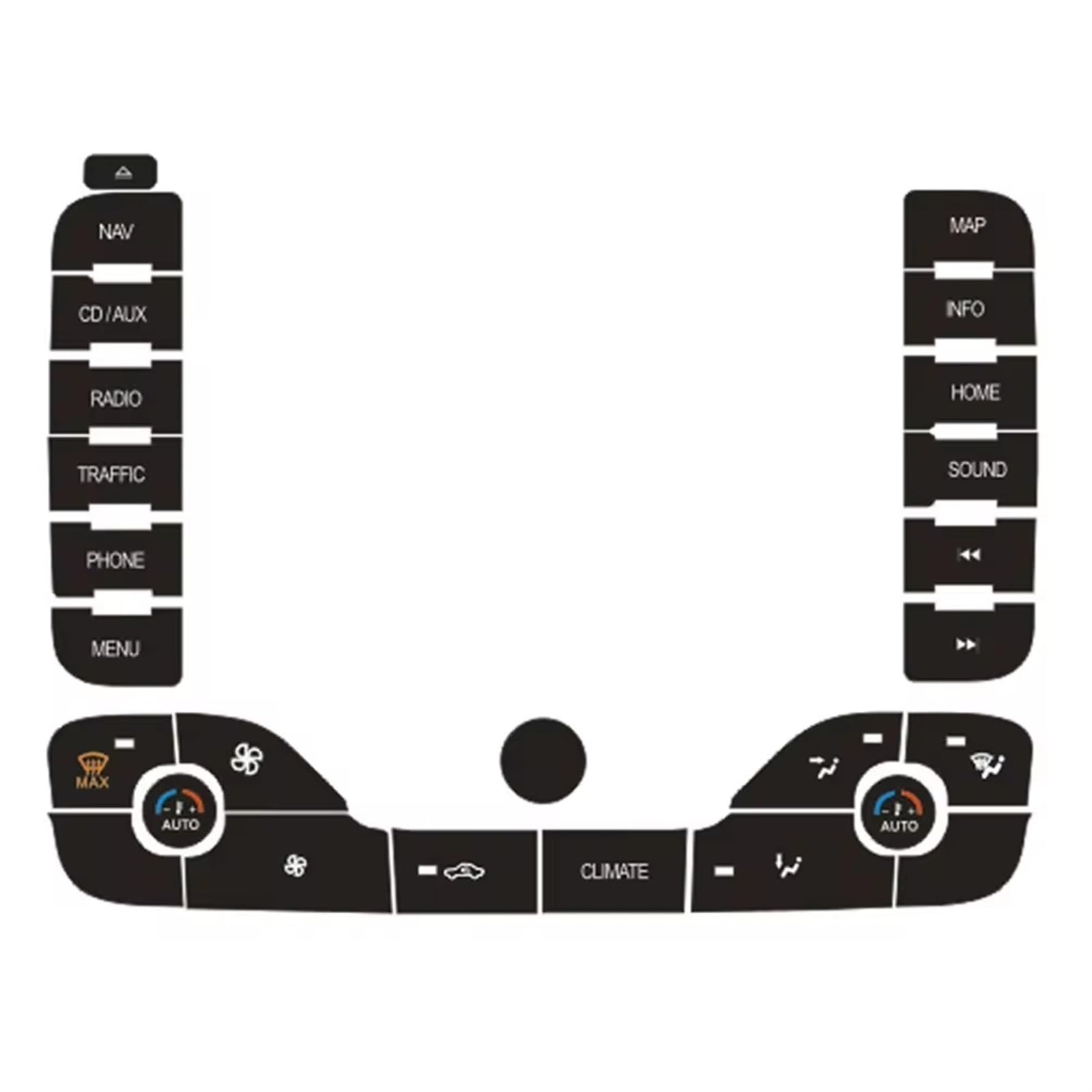 Button Repair Sticker Compatible with for S-Max 2011 Car AC for Radio Panel Button Repair Stickers Air Condition Repair Trim Decal