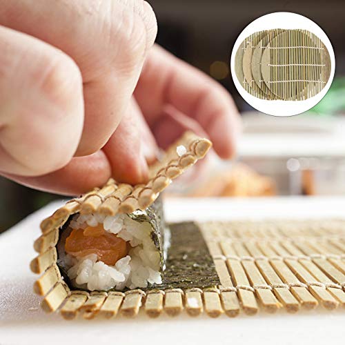 Cabilock 4 peças de tapete de bambu para sushi, tapete redondo para fazer sushi, tapete de rolos, ta